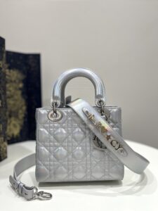 Fake Lady Dior Silver Abc - 1:1 premium replica handbag