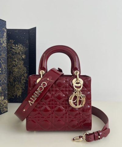 Fake Lady Dior Patent Red Abc - high-quality designer bag dupe