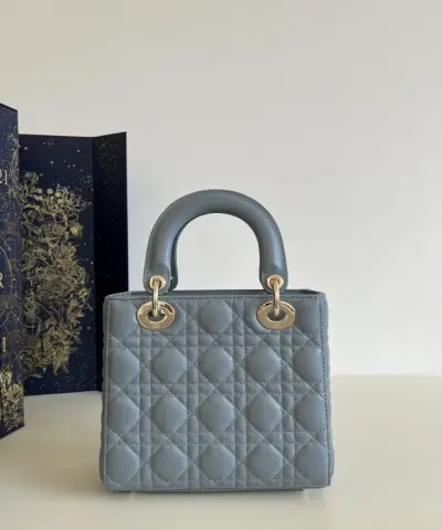 Fake Dior Lady Dior Blue Abc - high-end replica designer purse
