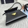 Fake Prada Triangle Leather Handbag Black - best quality fake designer bag