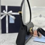 Replica Prada Triangle Leather Handbag Black