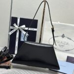 Replica Prada Triangle Leather Handbag Black