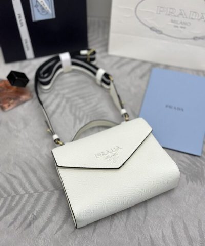Fake Prada Saffiano White Envelope - top-grade luxury bag dupe