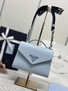 Replica Prada Saffiano Blue Envelope - top-grade luxury bag dupe