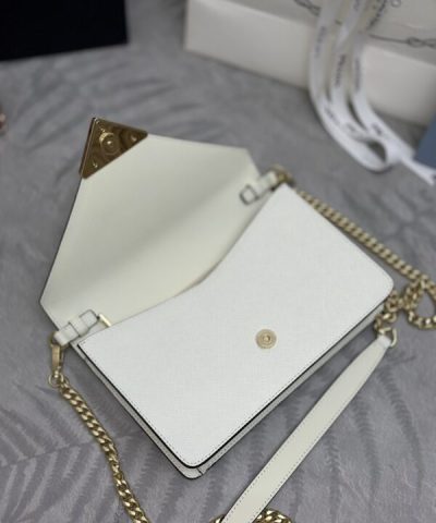 Fake Prada Saffiano White Small Envelope - affordable luxury replica bag