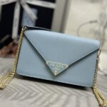 Replica Prada Saffiano Blue Small Envelope - high-end replica designer purse