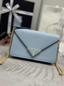Replica Prada Saffiano Blue Small Envelope - high-end replica designer purse
