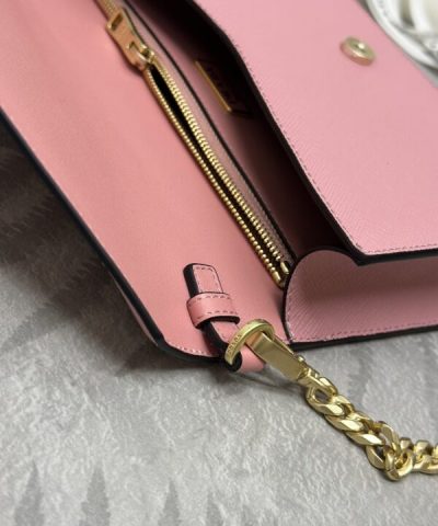 Replica Prada Saffiano Pink Small Envelope - best quality fake designer bag