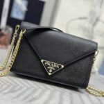 Replica Prada Saffiano Black Small Envelope - 1:1 premium replica handbag