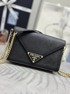 Replica Prada Saffiano Black Small Envelope - 1:1 premium replica handbag