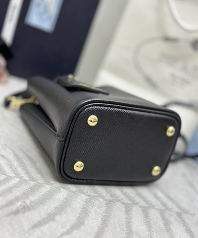 Fake Prada Saffiano Black Bucket Black - high-end replica designer purse