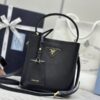 Fake Prada Saffiano Black Bucket Black - elite factory replica handbag