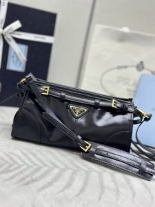 Fake Prada Leather Handbag Black - premium superclone handbag