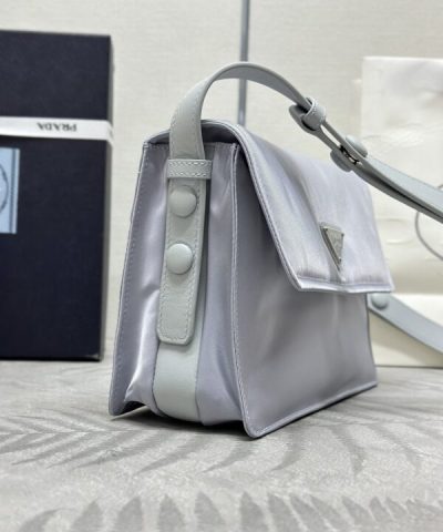 Replica Prada Re – Nylon Shoulder Bag Ice Grey - high-end replica designer purse