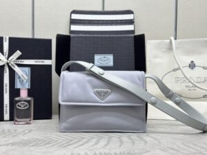 Replica Prada Re – Nylon Shoulder Bag Ice Grey - high-end replica designer purse