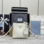 Replica Prada Saffiano Black Bucket White - affordable luxury replica bag
