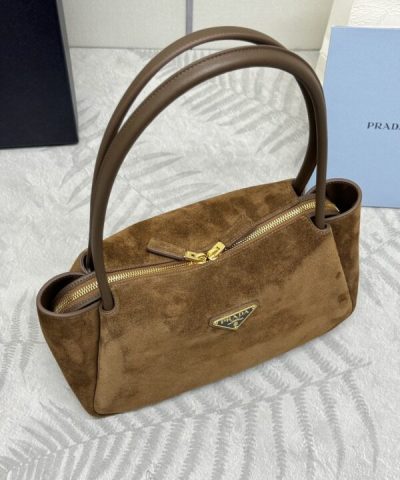 Replica Prada Medium Suede Shoulder Bag - high-end replica designer purse