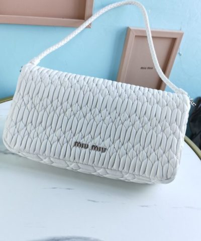 Fake Miu Miu Crystal Handbag White - high-end replica designer purse