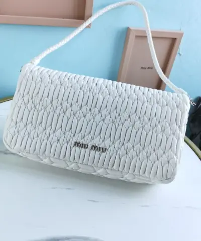 Fake Miu Miu Crystal Handbag White - high-end replica designer purse