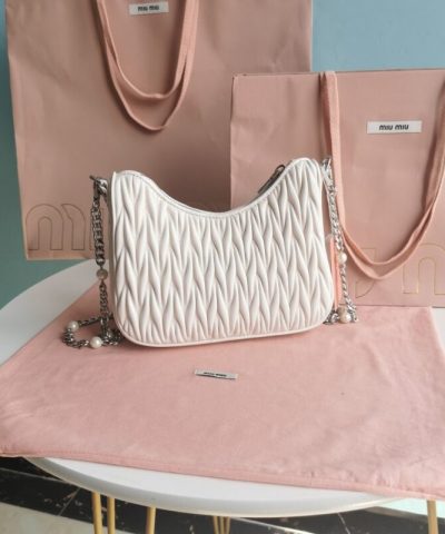 Replica Miu Miu Matelassé Pearl White - best quality fake designer bag