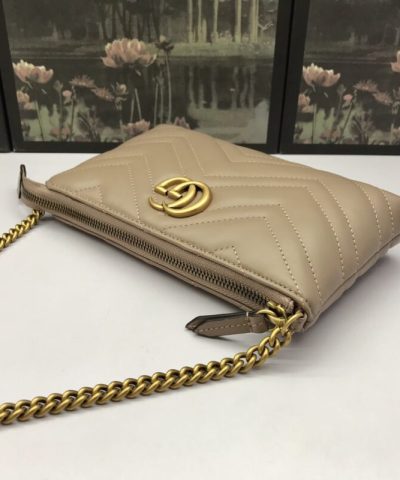 Replica Gucci Marmont Matelasse Wallet On Chain Beige - best quality fake designer bag