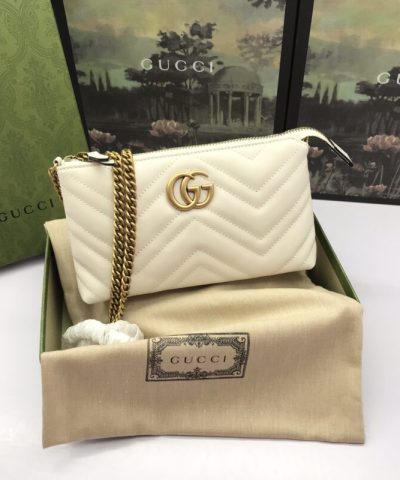 Replica Gucci Marmont Matelasse Wallet On Chain White - top-grade luxury bag dupe