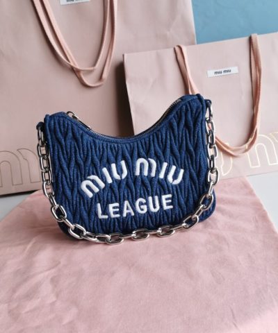 Fake Miu Miu Matelassé Denim Blue - best quality fake designer bag