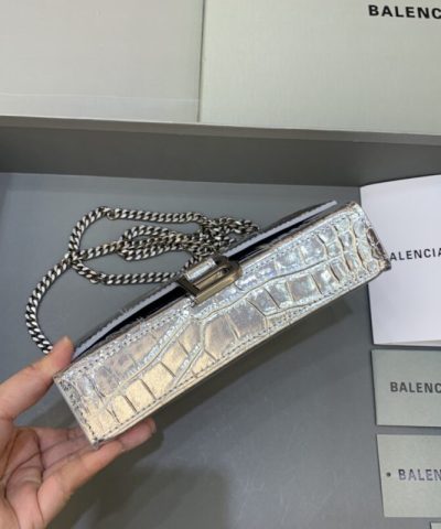 Replica Balenciaga Hourglass On Chain Silver - affordable luxury replica bag
