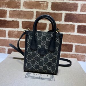 Fake Gucci Ophidia Mini Tote Bag Black Denim - ultra-realistic fake purse