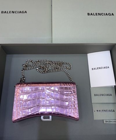 Replica Balenciaga Hourglass On Chain Shine Purple - high-quality designer bag dupe