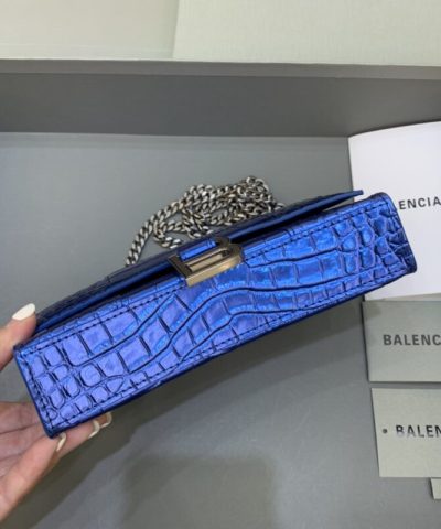Fake Balenciaga Hourglass On Chain Blue - 1:1 premium replica handbag