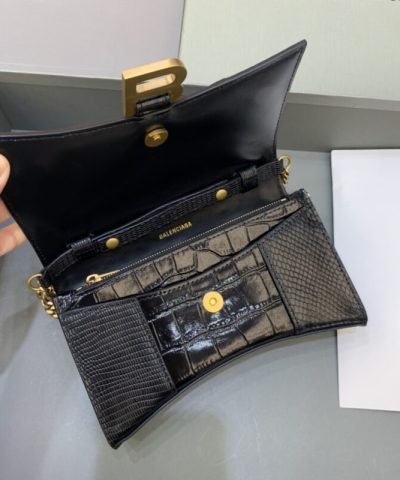 Fake Balenciaga Hourglass On Chain Black - high-end replica designer purse