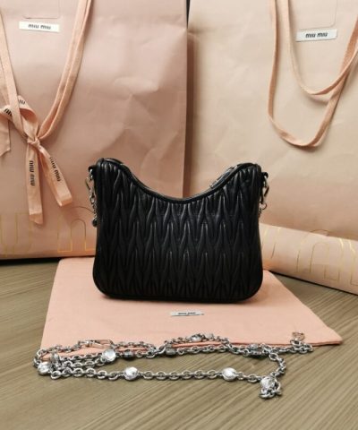 Fake Miu Miu Matelassé Crystal Black - affordable luxury replica bag