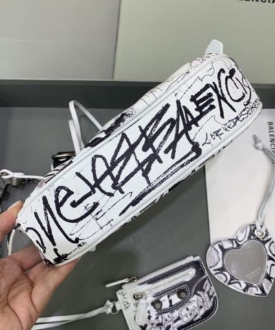 Fake Balenciaga Le Cagole Graffiti White - 1:1 premium replica handbag