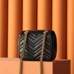 Gucci GG Marmont Kare Siyah Replika - Premium Süper Klon Çanta