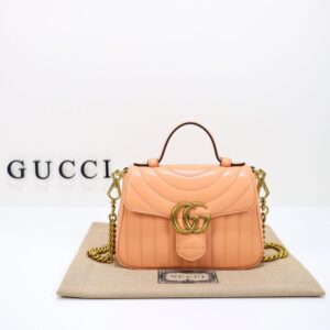 Fake Gucci GG Marmont Top Handle Apricot - 1:1 premium replica handbag