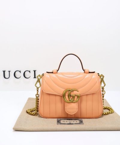 Fake Gucci GG Marmont Top Handle Apricot - 1:1 premium replica handbag