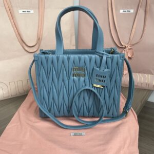 Replica Miu Miu Matelassé Tote Blue - high-quality designer bag dupe