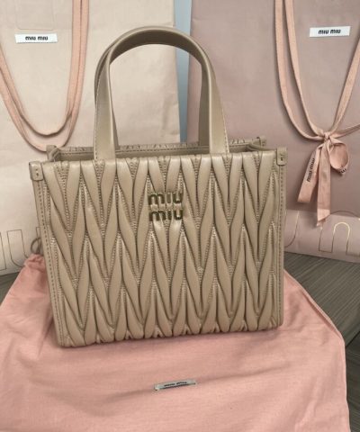 Fake Miu Miu Matelassé Tote Brown - designer handbag clone