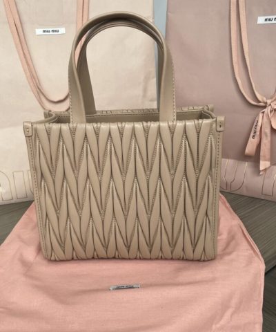 Fake Miu Miu Matelassé Tote Brown - affordable luxury replica bag