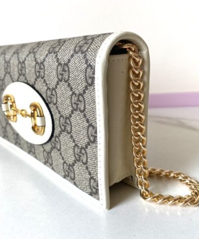 Replica Gucci Horsbet Chain Clutch White - designer handbag clone
