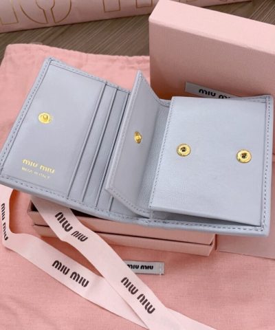 Fake Miu Miu Pocket Wallet Light Blue - 1:1 premium replica handbag