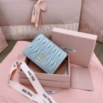 Replica Miu Miu Pocket Wallet Light Blue