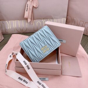 Fake Miu Miu Pocket Wallet Light Blue - best quality fake designer bag