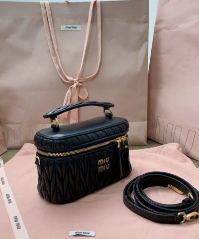 Fake Miu Miu Cosmetic Bag Black - high-end replica designer purse