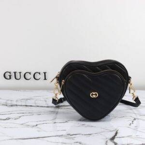 Fake Gucci Interlocking G Mini Heart Black - premium superclone handbag