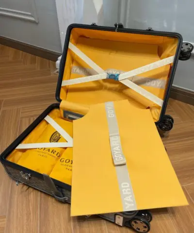 Fake Goyard Bourget Travel Suitcase Brown - 1:1 premium replica handbag