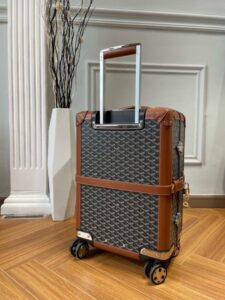 Fake Goyard Bourget Travel Suitcase Brown - top-grade luxury bag dupe