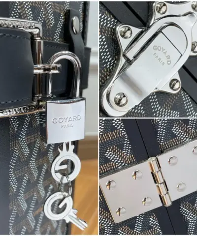 Fake Goyard Bourget Travel Suitcase Black - high-quality designer bag dupe