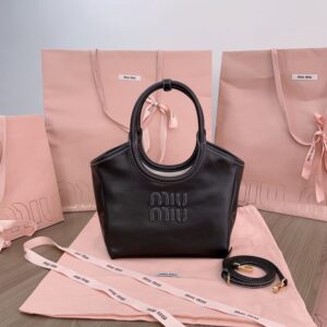 Fake Miu Miu Ivy Small Tote Black - top-grade luxury bag dupe